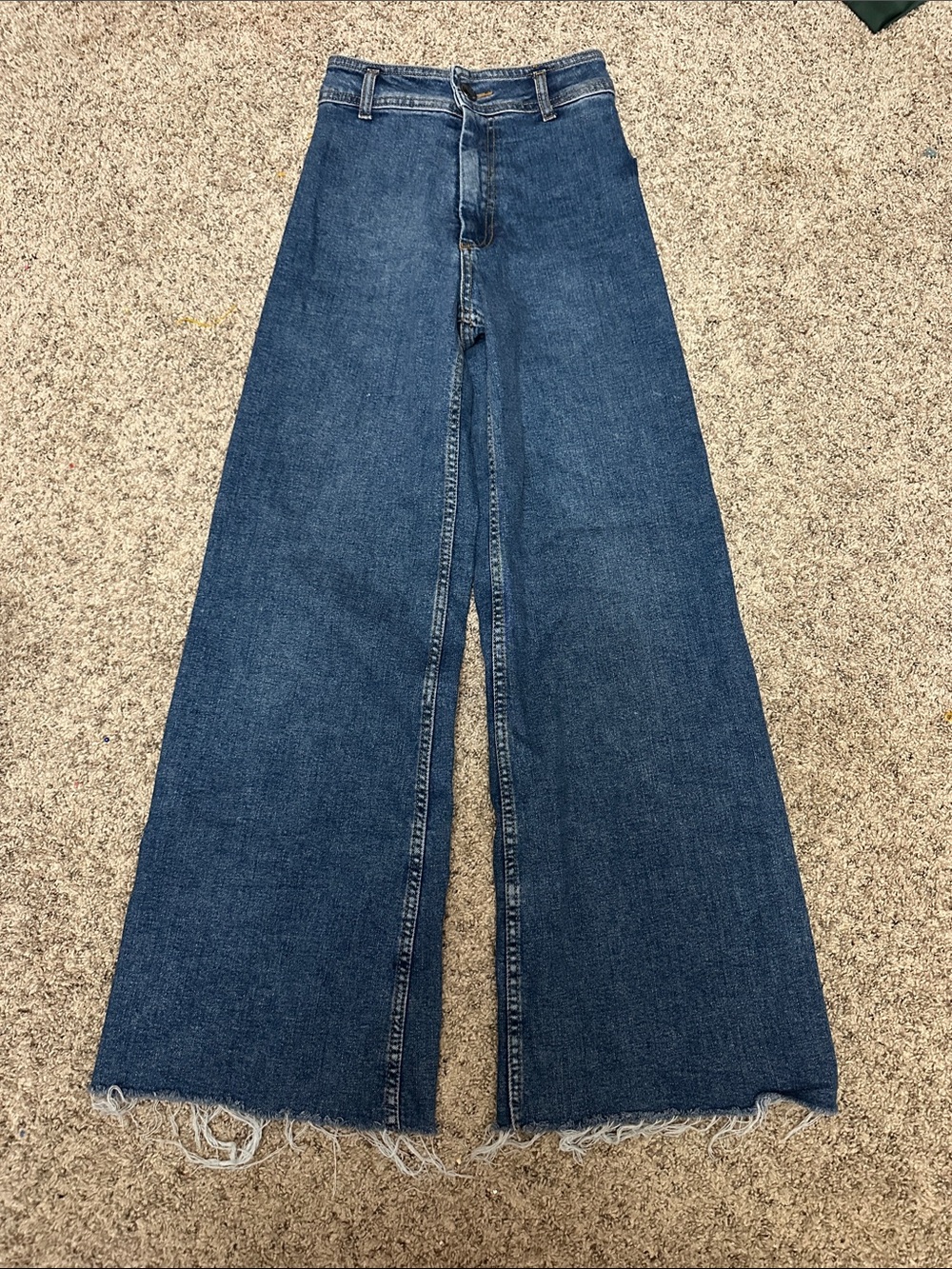 Zara Dark Blue Wide-Leg High-Rise Jeans